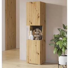 Ava Wooden Tall Display Cabinet in Oak Artisan