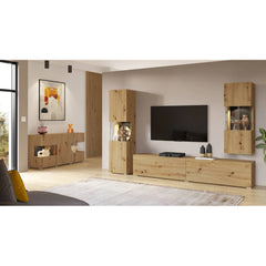 Ava Wooden Tall Display Cabinet in Oak Artisan