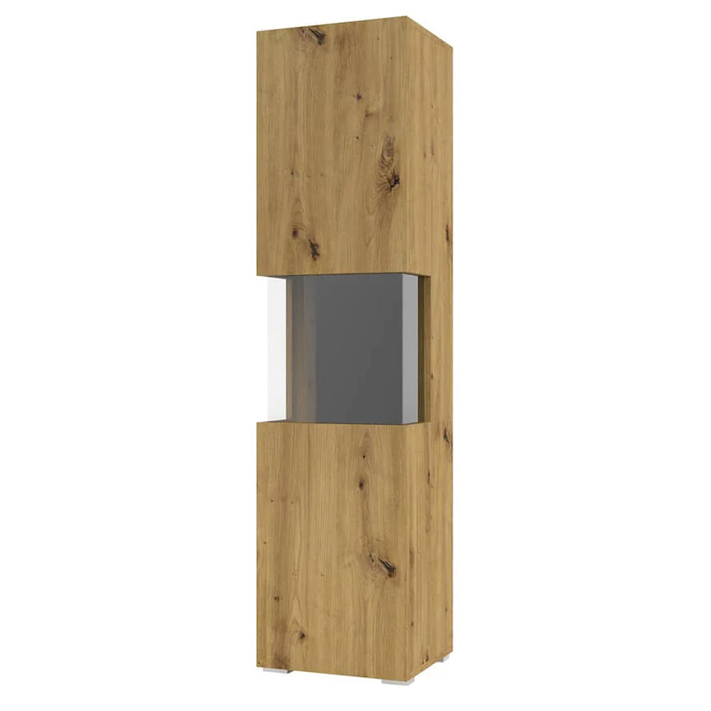 Ava Wooden Tall Display Cabinet in Oak Artisan