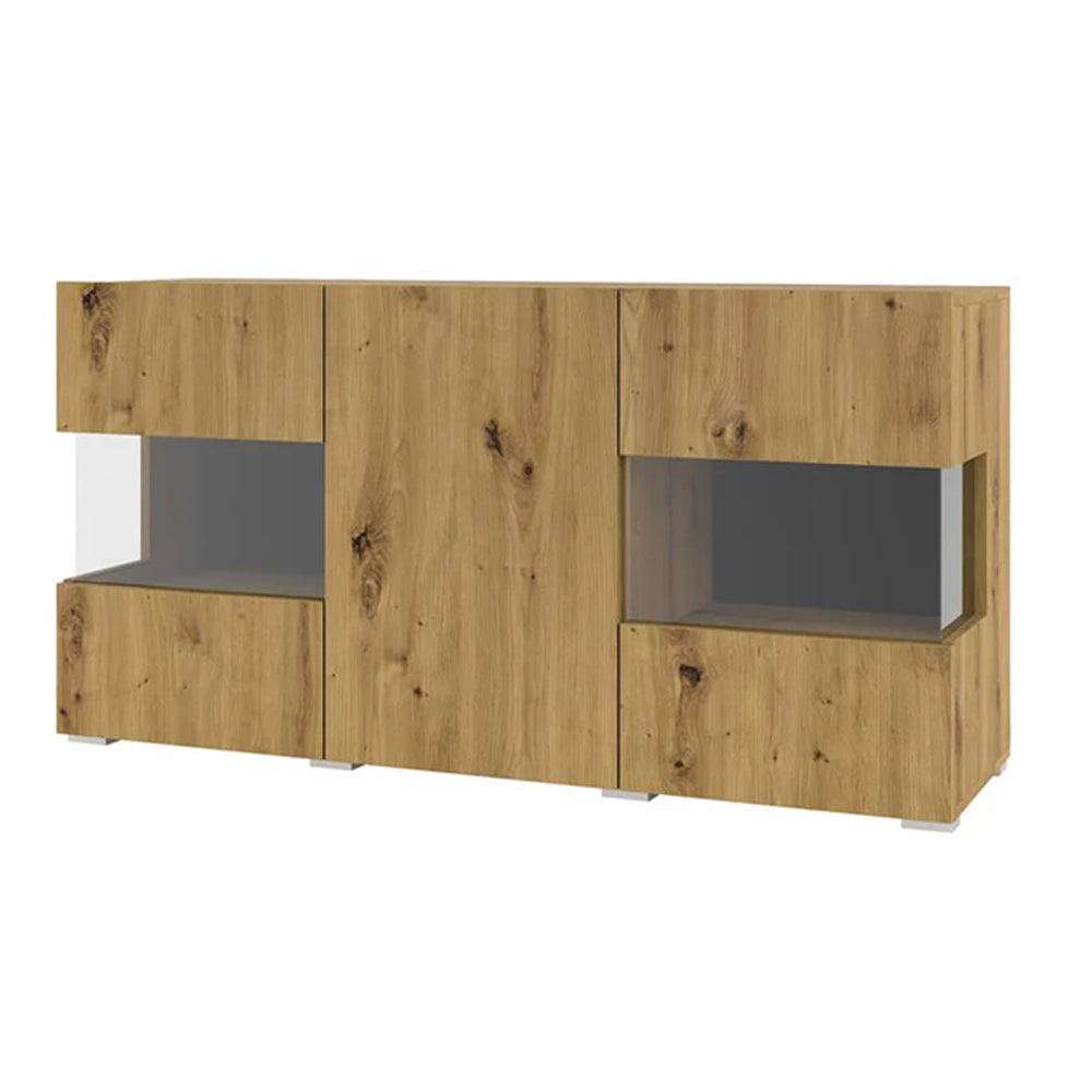 Ava Wooden Wide Display Cabinet in Oak Artisan - 120cm