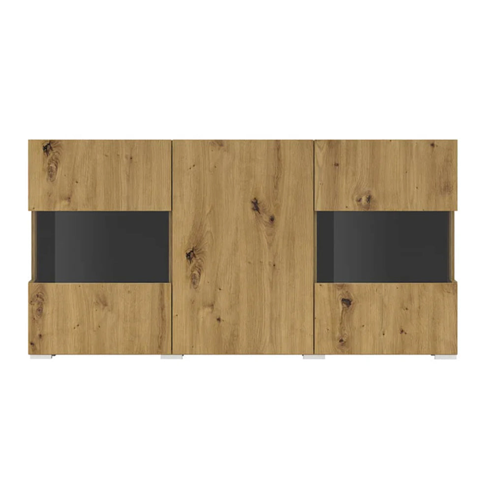 Ava Wooden Wide Display Cabinet in Oak Artisan - 120cm