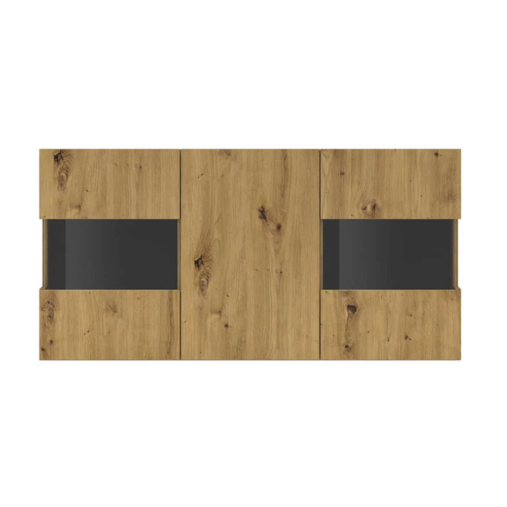Ava Wooden Wide Display Cabinet in Oak Artisan - 120cm
