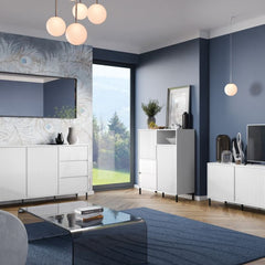 Avenale Sideboard 2 Door 2 Drawer in Alpine White High Gloss - Furniture One Shop