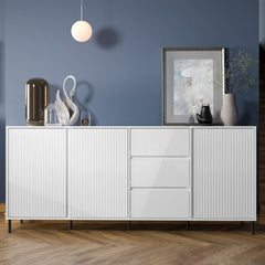 Avenale Sideboard 3 Door 3 Drawer in Alpine White High Gloss - Furniture One Shop