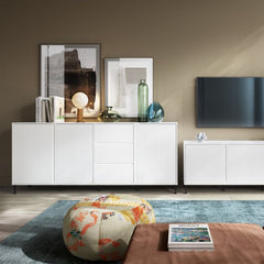 Avenale Sideboard 3 Door 3 Drawer in Alpine White High Gloss - Furniture One Shop
