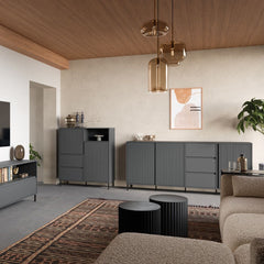 Avenale Wooden Sideboard 3 Door 3 Drawer in Anthracite - Furniture One Shop