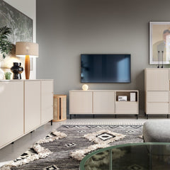 Avenale Wooden Small TV Stand 2 Door 1 Drawer in Cashmere - Furniture One Shop