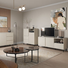 Avenale Wooden Small TV Stand 2 Door 1 Drawer in Cashmere - Furniture One Shop