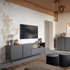 Avenale Wooden TV Stand 2 Door 1 Drawer in Anthracite - Furniture One Shop