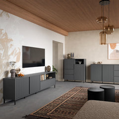 Avenale Wooden TV Stand 2 Door 1 Drawer in Anthracite - Furniture One Shop