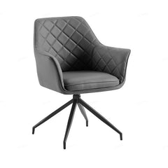 Azure Grey PU Leather Dining Chairs With Black Legs In Pair