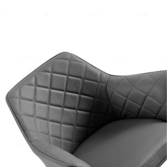 Azure Grey PU Leather Dining Chairs With Black Legs In Pair