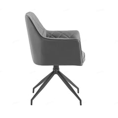Azure Grey PU Leather Dining Chairs With Black Legs In Pair