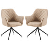 Azure Mink PU Leather Dining Chairs With Black Legs In Pair