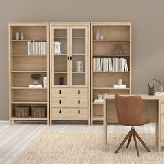 Barcelona China Cabinet 2 Doors with Glass + 3 Drawers in Jackson Hickory Oak
