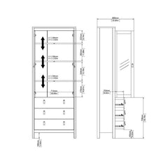 Barcelona China Cabinet 2 Glass Doors with 3 Drawers in White - Furniture One Shop