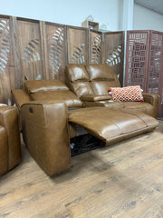 Barcelona Electric Recliner 2 Seater Sofa In Brown Leather - Furniture One Shop