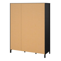 Barcelona Wardrobe with 2 Doors 1 Mirror Door 2 Drawers in Matt Black - Furniture One Shop