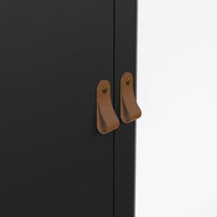Barcelona Wardrobe with 2 Doors 1 Mirror Door 2 Drawers in Matt Black - Furniture One Shop
