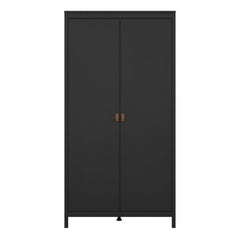 Barcelona Wardrobe with 2 Doors in Matt Black - Furniture One Shop