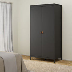 Barcelona Wardrobe with 2 Doors in Matt Black - Furniture One Shop
