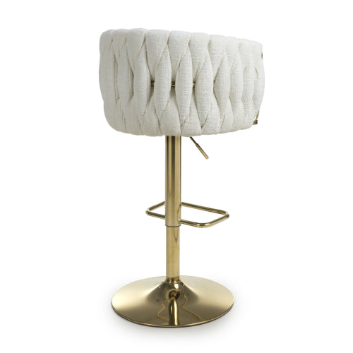 Bellaire Textured Effect Bar Stool With Gold Base In Cream