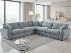 Berlin Large Corner Sofa In Grey Fabric - Furniture One Shop