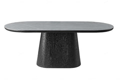 Bianca Sintered Stone Oval Dining Table In Grey And Black