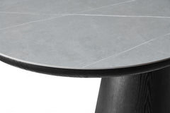 Bianca Sintered Stone Oval Dining Table In Grey And Black