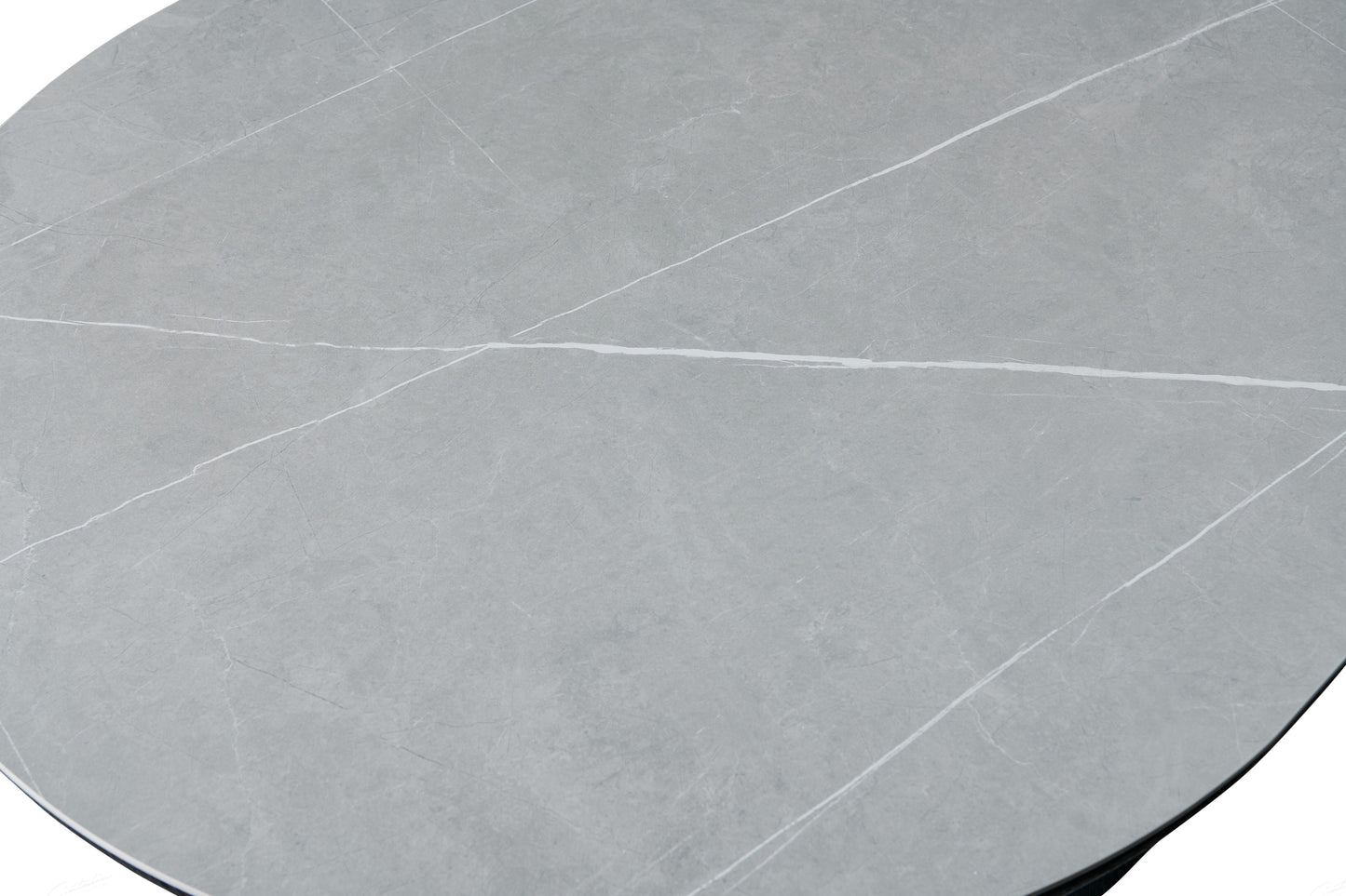Bianca Sintered Stone Oval Dining Table In Grey And Black