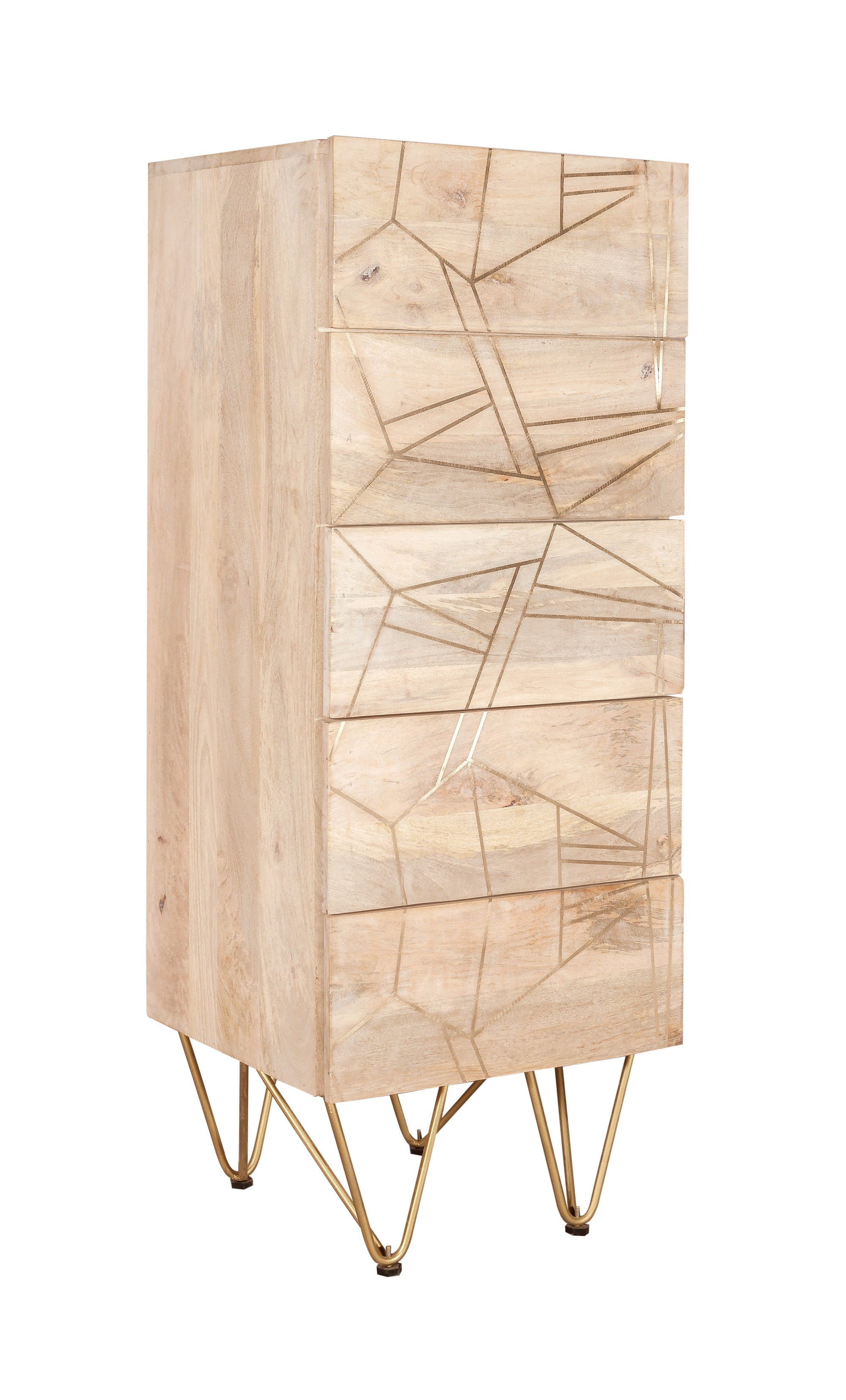 Light Gold Tall Chest Of Drawers