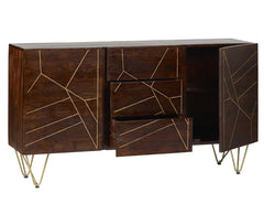 Dark Gold Extra Large Sideboard 3 Drawers And 2 Doors