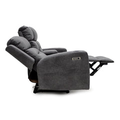 C-Love Tech Fabric 2 Seater Electric Recliner Sofa In Grey With LED