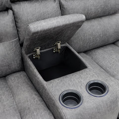 C-Love Tech Fabric 2 Seater Electric Recliner Sofa In Grey With LED