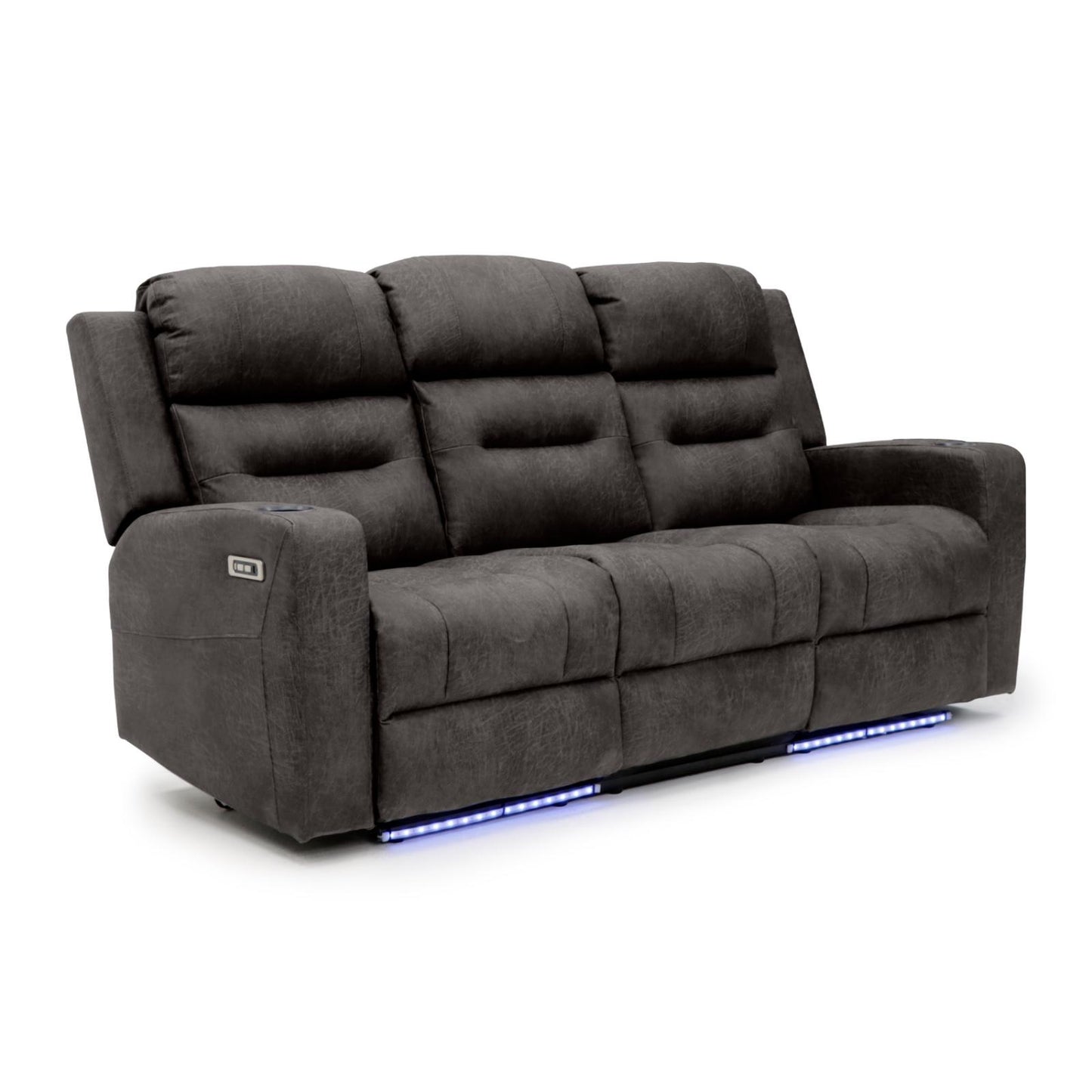 C-Love Tech Fabric 3 Seater Electric Recliner Sofa In Clove Brown With LED