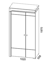 Cadillac 2 Door Wardrobe In Oak Effect And White Gloss With LED Lights