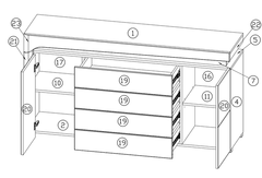 Cadillac 2 Doors 4 Drawers Sideboard In Oak Effect And White Gloss With Lights