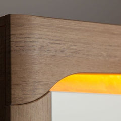 Cadillac 2 Doors 4 Drawers Sideboard In Oak Effect And White Gloss With Lights