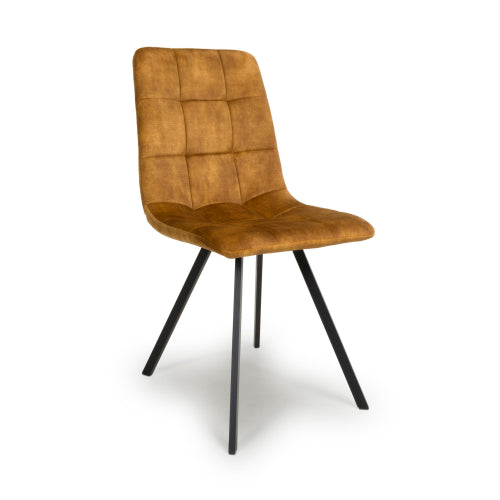Cadiz Brushed Bronze Velvet Dining Chairs With Black Legs