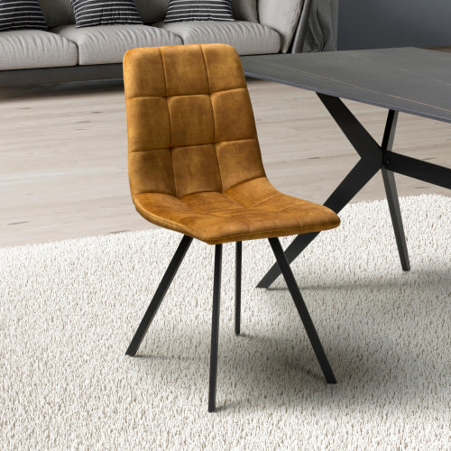 Cadiz Brushed Bronze Velvet Dining Chairs With Black Legs