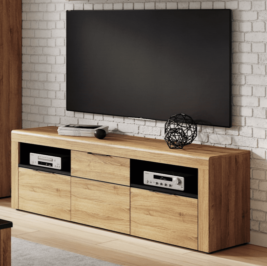 Camar Large TV Stand With 2 Drawer In Oak Effect