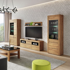 Camar Tall 1 Door Display Cabinet In Oak Effect