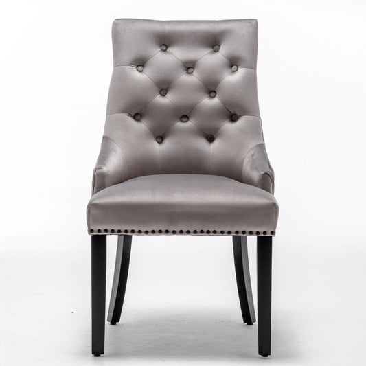 Cambridge Light Grey French Plush Velvet Dining Chair