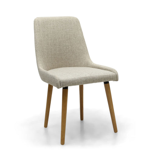 Capri Flax Effect Natural Dining Chairs With Oak Legs In Pair