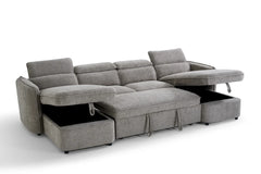Capri Grey U-Shape Corner Sofa Bed with Storage - Furniture One Shop