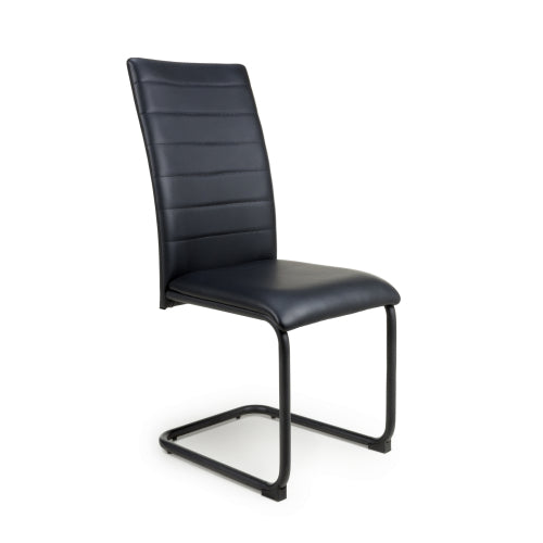 Carlisle Black Leather Effect Dining Chairs With Metal Legs