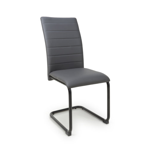 Carlisle Grey Leather Effect Dining Chairs With Metal Legs