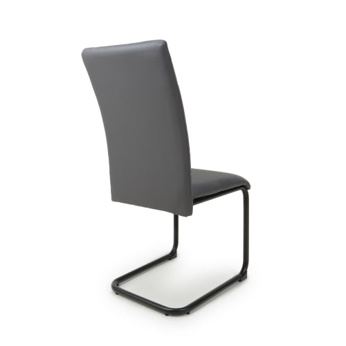 Carlisle Grey Leather Effect Dining Chairs With Metal Legs