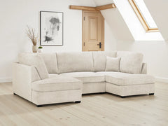 Carnaby Boucle Fabric U-Shape Corner Sofa In Beige