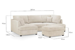 Carnaby Boucle Fabric U-Shape Corner Sofa In Beige